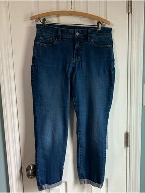 NYDJ Rachel Roll Cuff Ankle Jeans Size 6 Blue Denim Lift Tuck Technology